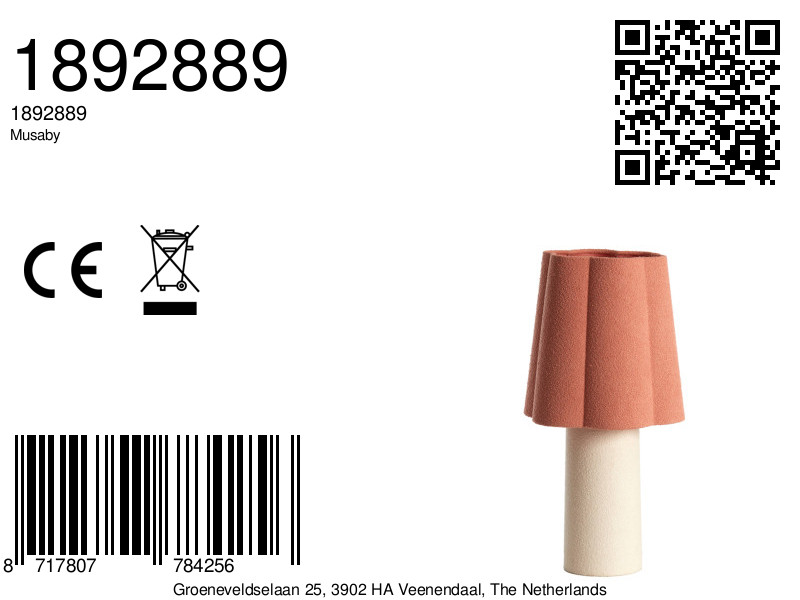 Lampe avec abat-jour rose en tissu Light & Living Musaby – Image 8