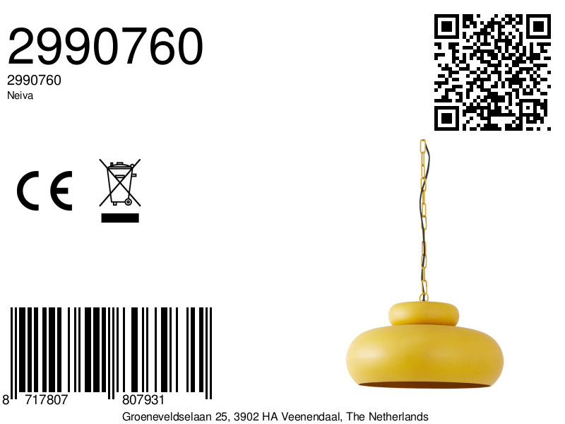 Suspension jaune rétro à forme ludique Light & Living Neiva – Image 6