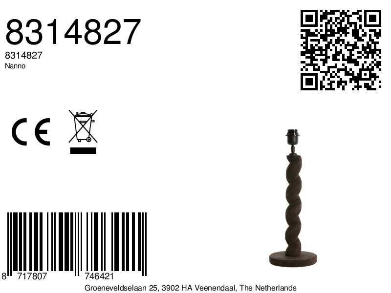 Socle de lampe noir torsadé Light & Living Nanno – Image 7