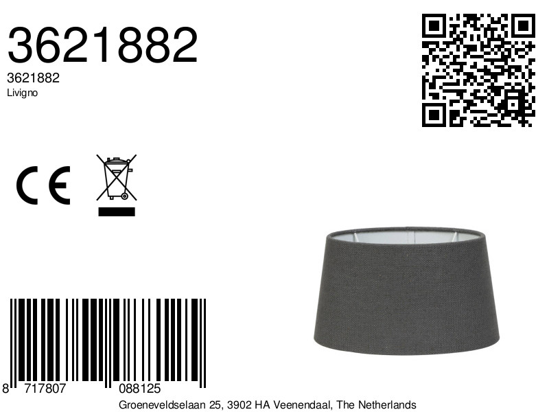 Tissu d'abat-jour gris pour l'ambiance Light & Living Livigno – Image 3