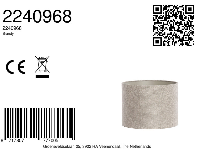 Ampoule en tissu beige de forme cylindrique Light & Living Brandy – Image 7