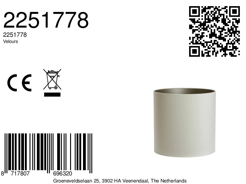 Abat-jour en tissu en forme de cylindre gris Light & Living Velours – Image 9