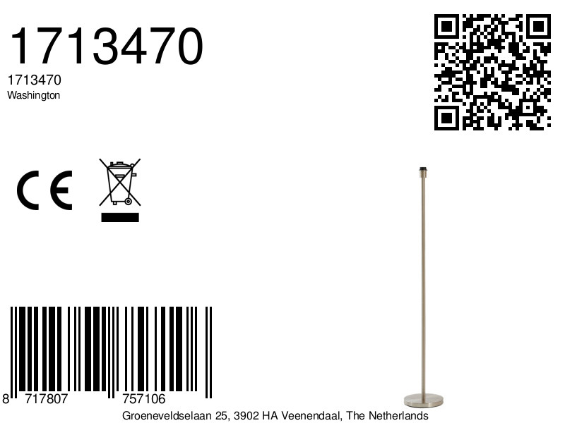 Pied de lampe en métal couleur argent Light & Living Washington – Image 6