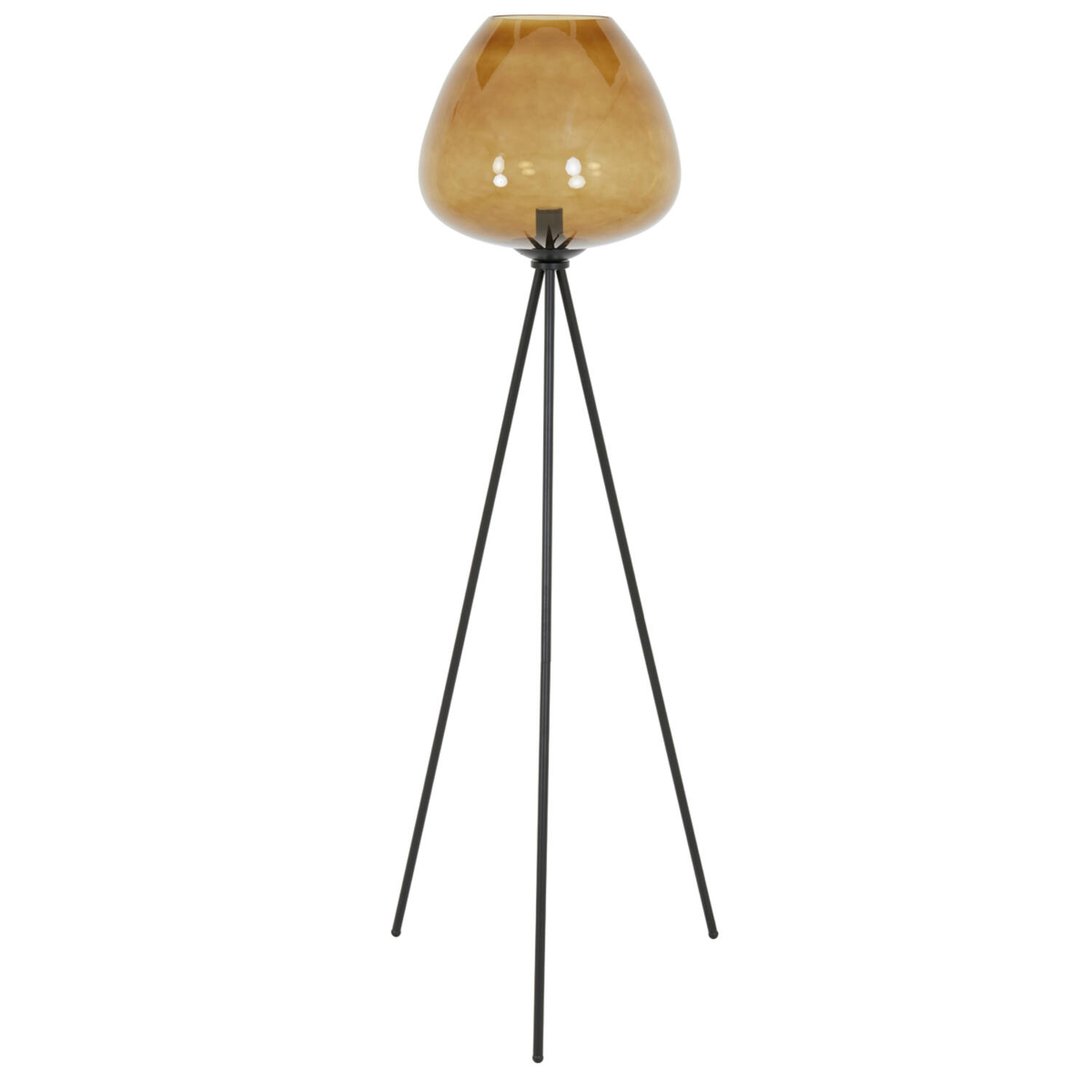 Lampadaire trépied noir avec verre brun Light & Living Mayson