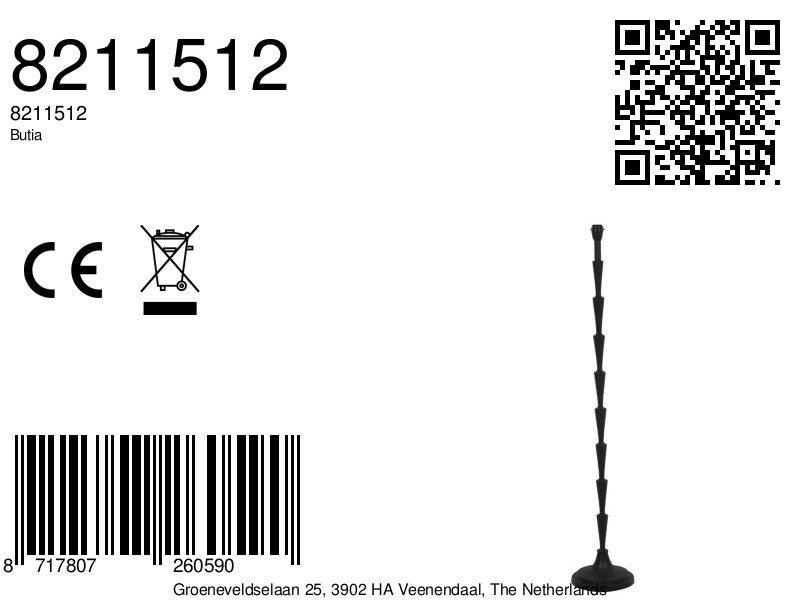 Piedestal de lampe moderne noir rainuré Light & Living Butia – Image 4