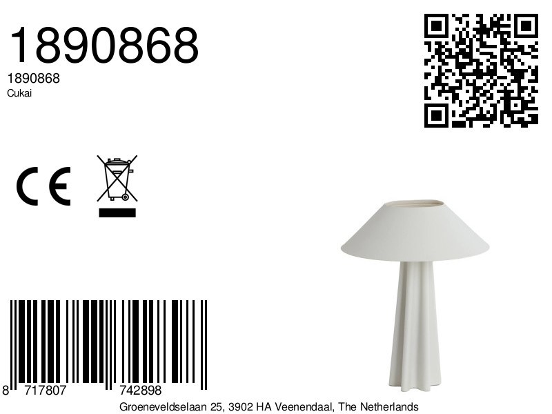 Lampe conique blanc cassé Light & Living Cukai – Image 5