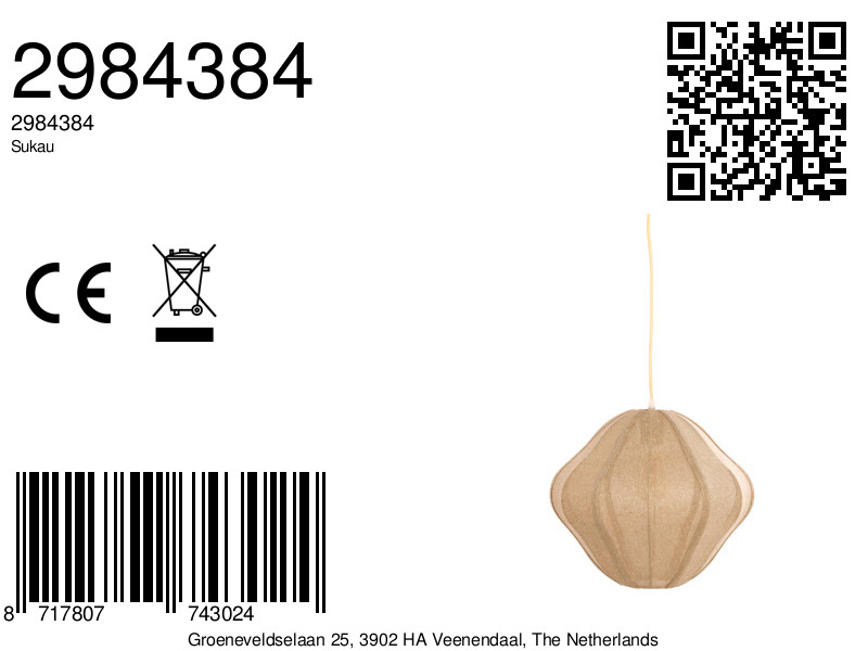 Suspension ovale en tissu beige Light & Living Sukau – Image 7