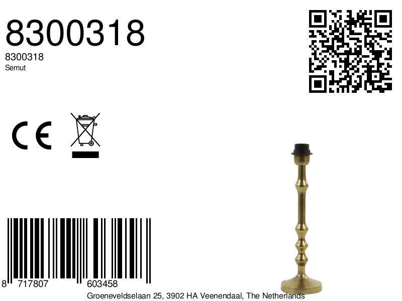 Piedestal de lampe antique en laiton Light & Living Semut – Image 7