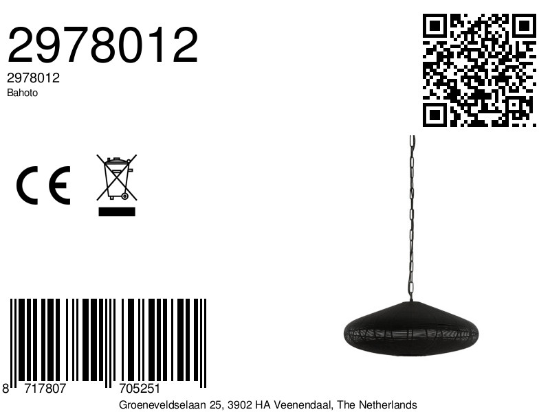 Suspension ovale noire au style moderne Light & Living Bahoto – Image 9