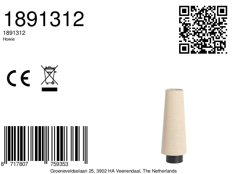 Lampe trompette en tissu aspect lin Light & Living Howie – Image 6