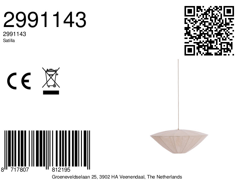 Suspension en tissu blanc tressé Light & Living Satilla – Image 6