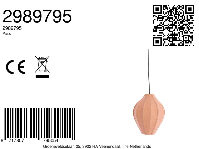 Suspension en tissu marron en forme de poire Light & Living Pasto – Image 6