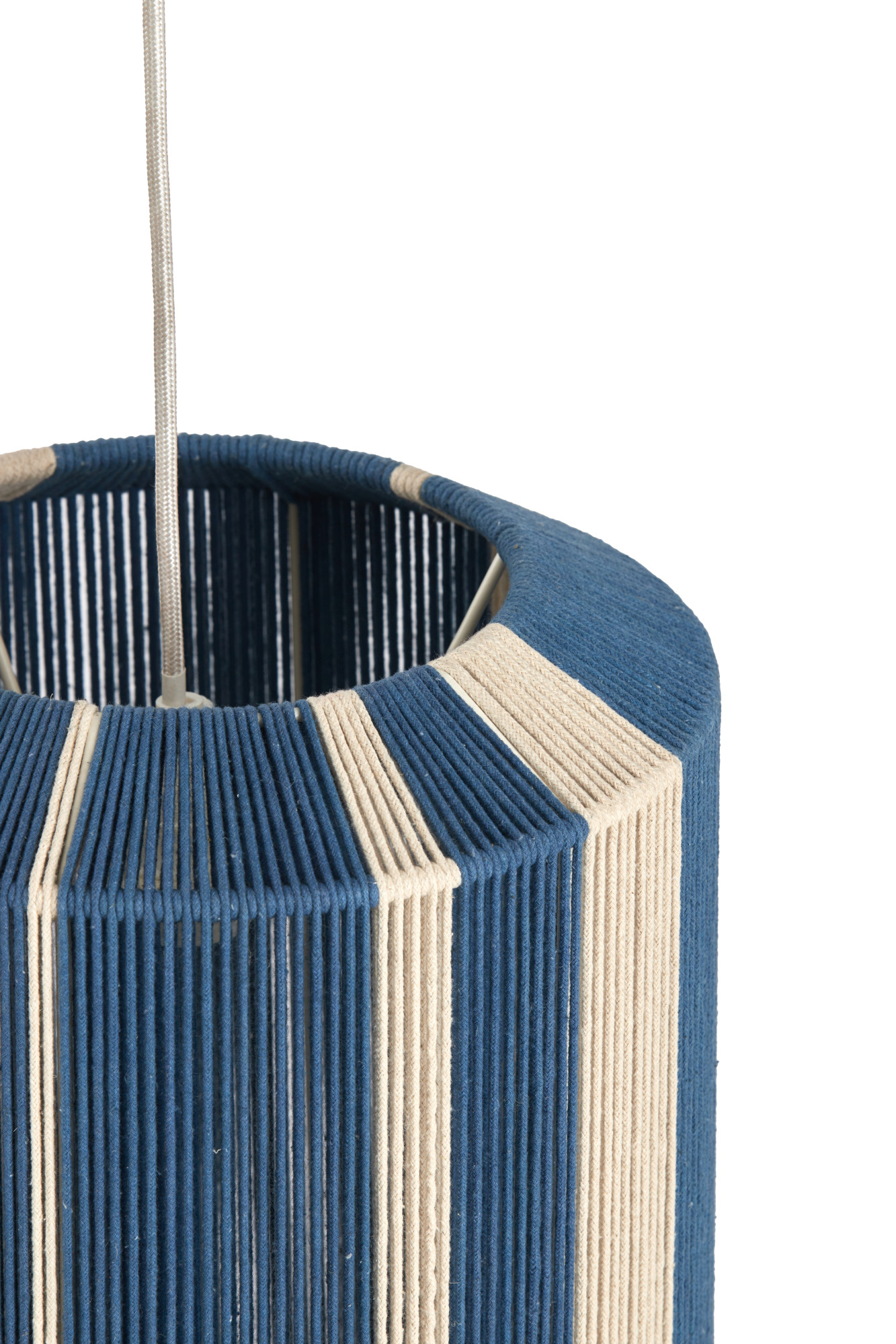 Suspension rayée bleue en tissu Light & Living Kozana – Image 6