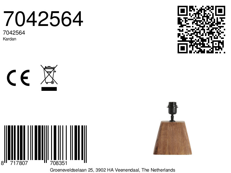 Socle en bois avec douille pour éclairage Light & Living Kardan – Image 8