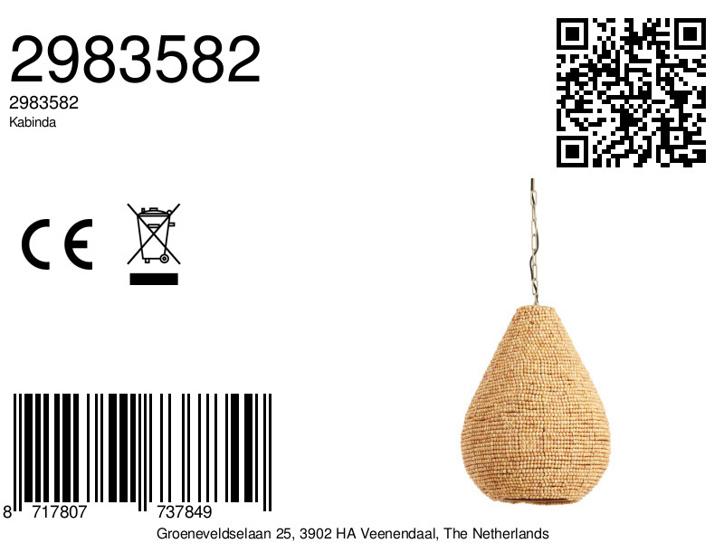 Suspension goutte en perles de bois Light & Living Kabinda – Image 7