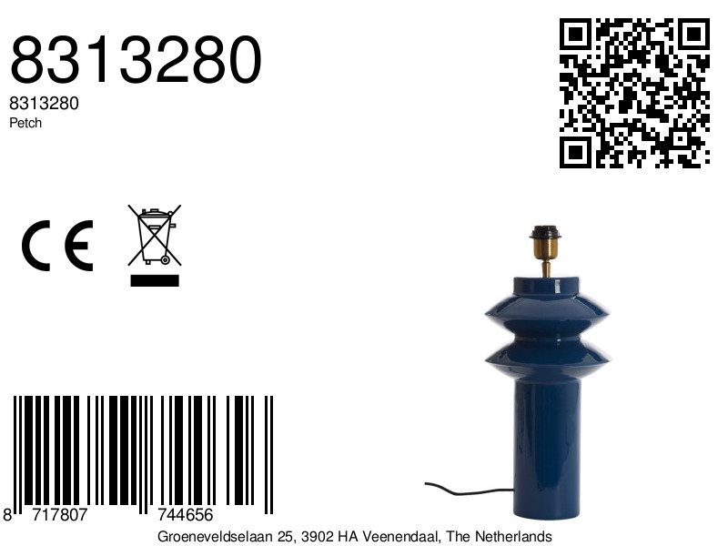 Socle de lampe en céramique bleue Light & Living Petch – Image 7