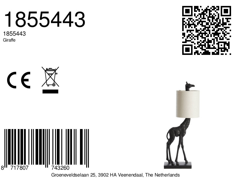 Lampe de table girafe noire design Light & Living Giraffe – Image 8