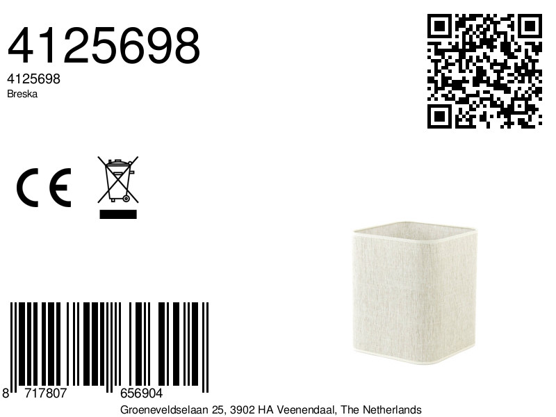 Abat-jour carré en tissu beige Light & Living Breska – Image 8