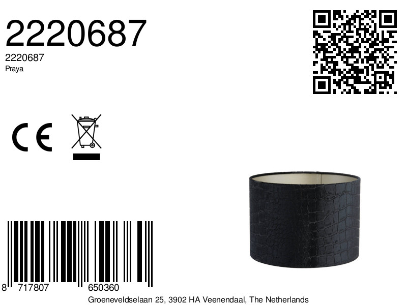 Abat-jour noir imprimé crocodile Light & Living Praya – Image 8