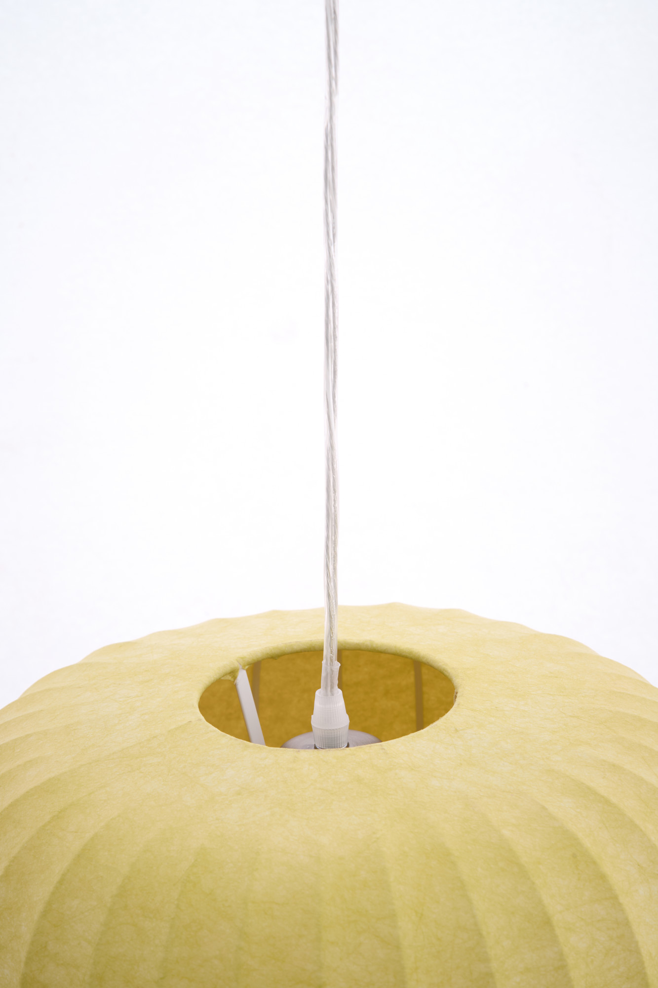 Suspension ronde en tissu jaune pâle Light & Living Lexa – Image 3