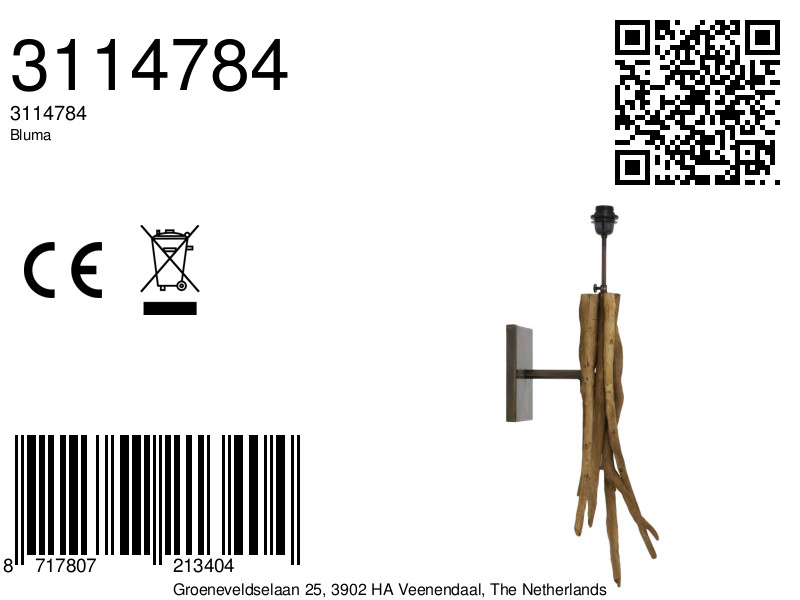 Applique murale en bois au style naturel Light & Living Bluma – Image 4