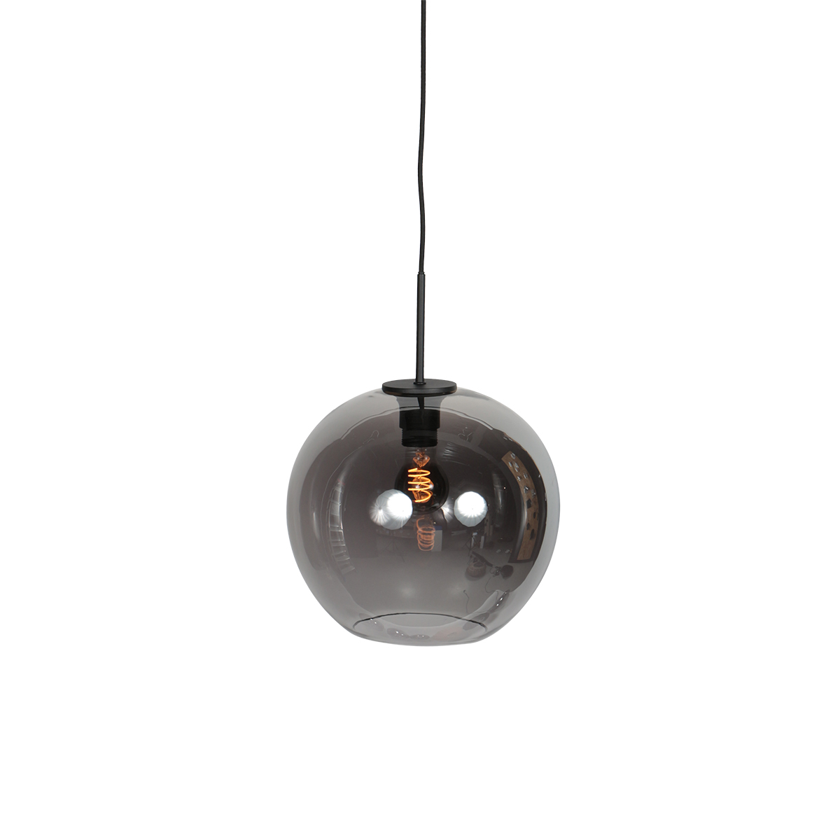 Suspension avec boule noire en verre fumé Mexlite HaloSwap