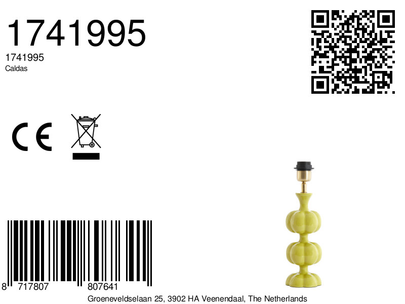 Pied de lampe jaune à boules en céramique Light & Living Caldas – Image 6