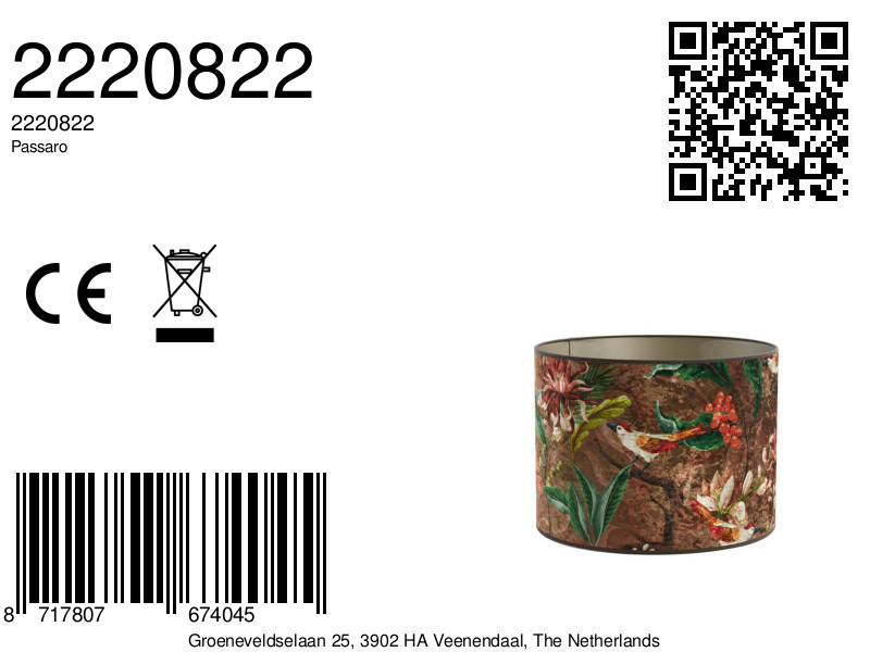 Abat-jour imprimé d'animaux avec des fleurs Light & Living Passaro – Image 8