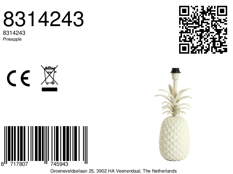 Socle de lampe ananas blanc pastel Light & Living Pineapple – Image 8