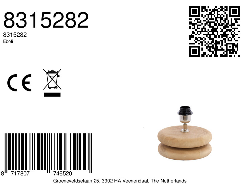 Socle de lampe en bois avec douille de style Light & Living Eboli – Image 6