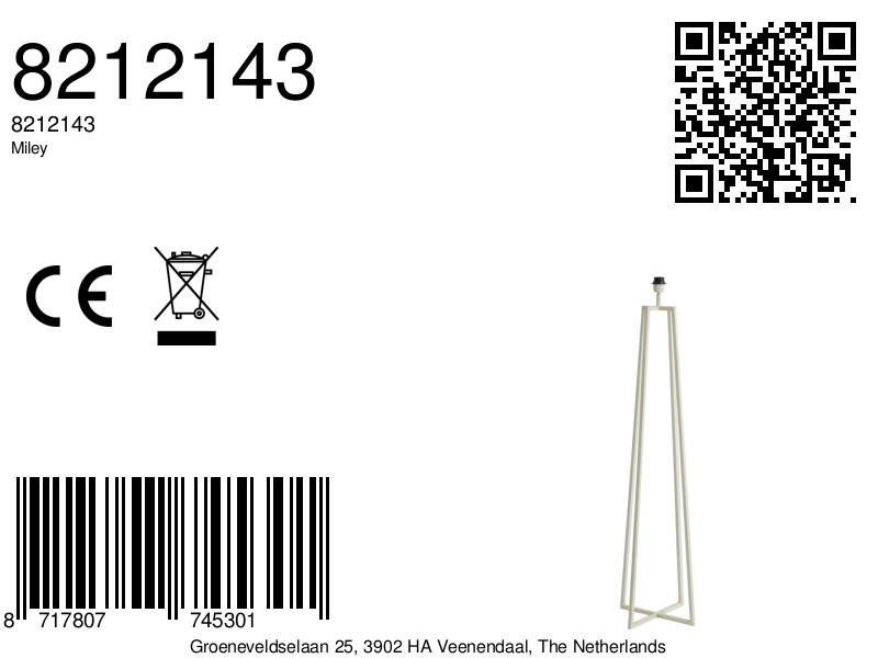 Pied de lampe moderne métal blanc Light & Living Miley – Image 7