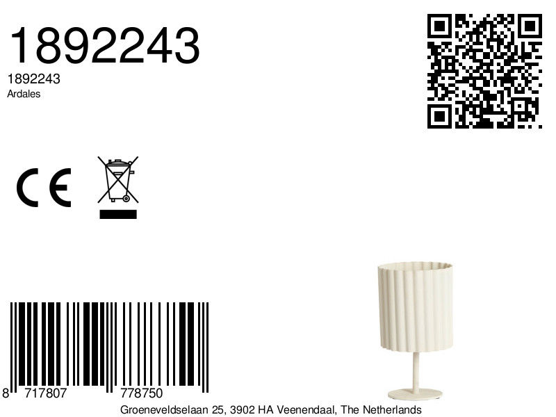 Lampe de table blanche plissée avec texture Light & Living Ardales – Image 6