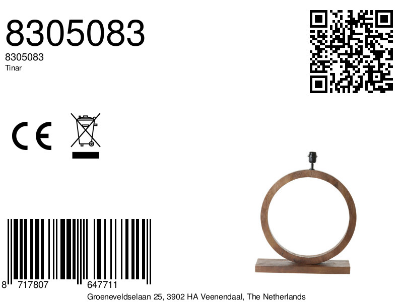 Socle de lampe en bois classique circulaire Light & Living Tinar – Image 6