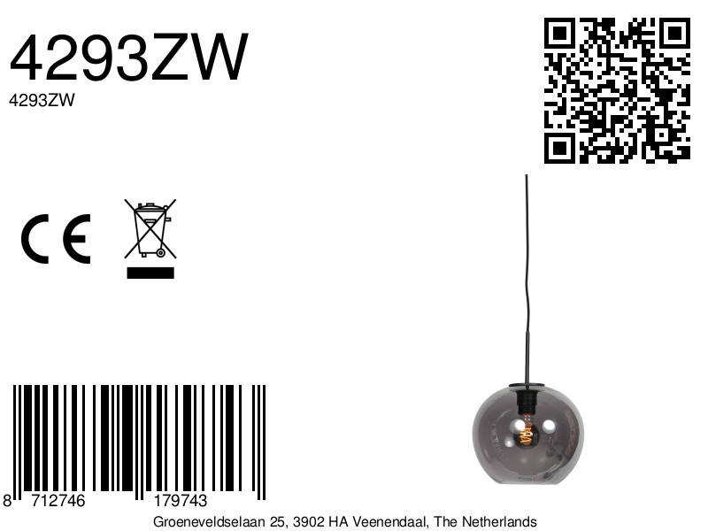 Suspension noire avec globe suspendu en verre fumé Mexlite HaloSwap – Image 11