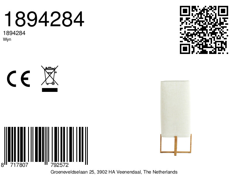 Lampe avec abat-jour rectangulaire en lin blanc Light & Living Wyn – Image 7