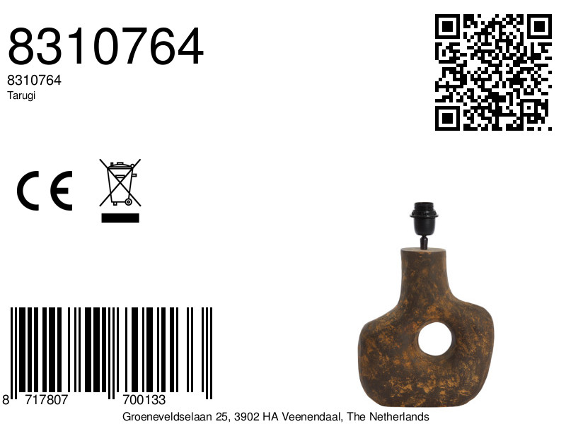 Piedestal de lampe artistique en teinte terre Light & Living Tarugi – Image 2