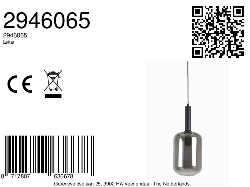 Suspension en verre gris au style élégant Light & Living Lekar – Image 10