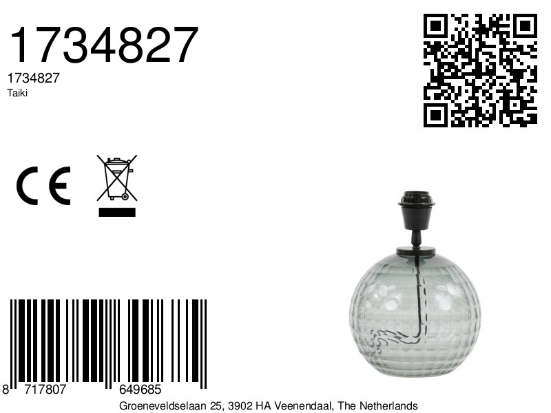 Pied de lampe en verre en forme de boule Light & Living Taiki – Image 7