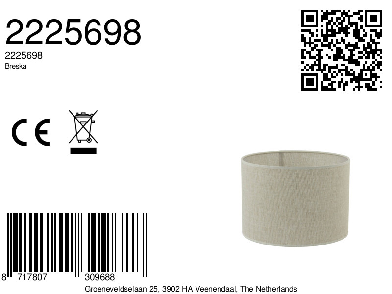 Abat-jour cylindrique de couleur beige Light & Living Breska – Image 10