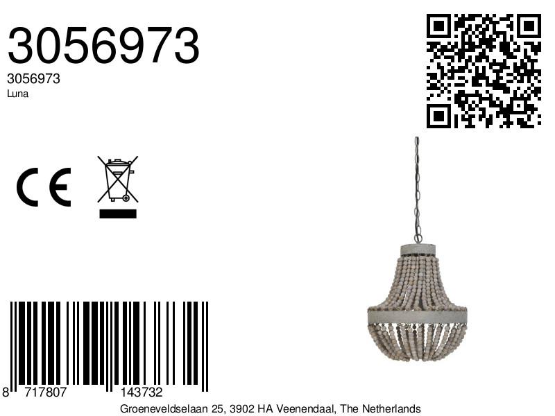 Suspension en perles de bois naturelles Light & Living Luna – Image 10