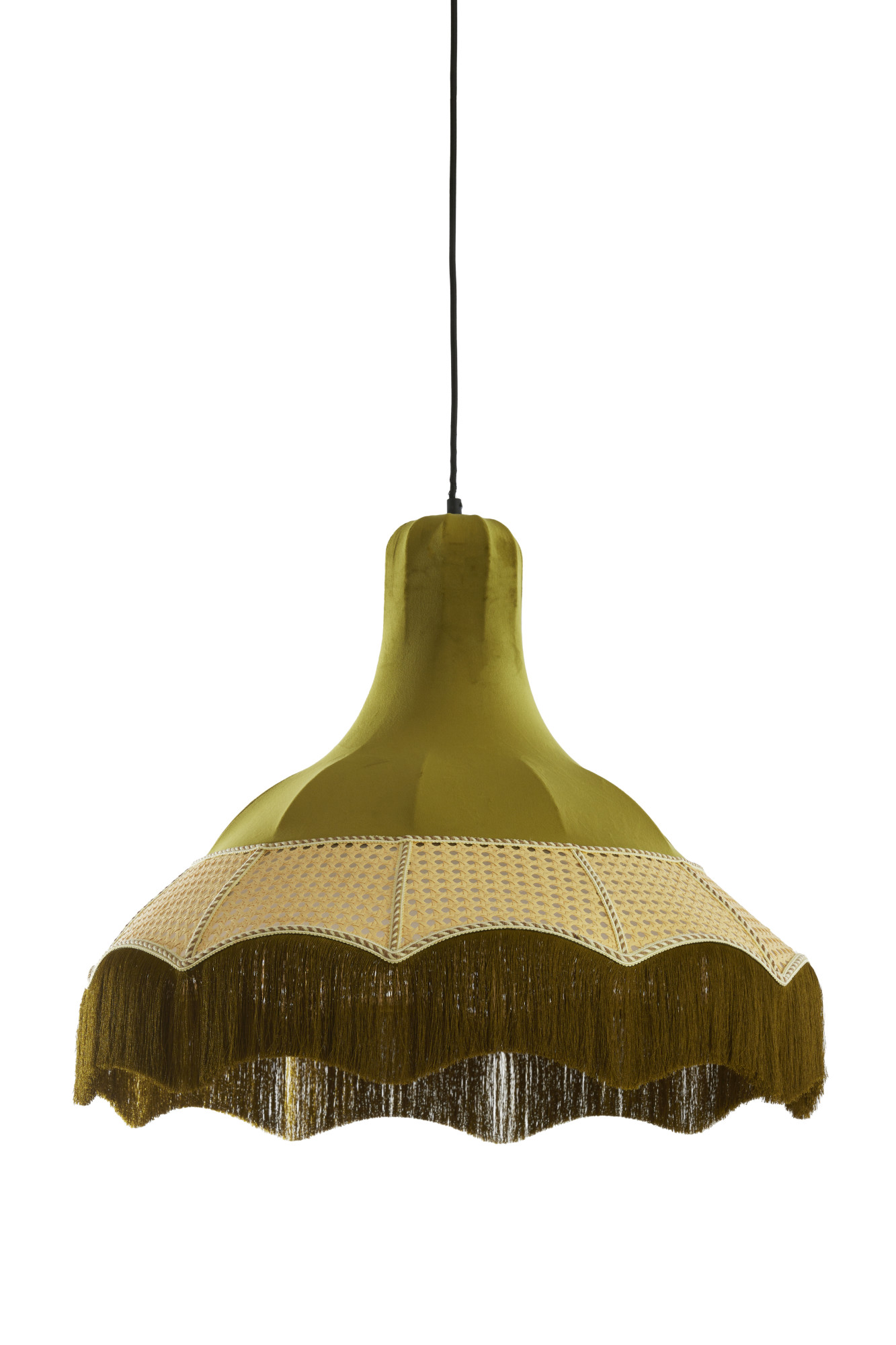 Suspension verte en velours avec franges Light & Living Mizia – Image 2