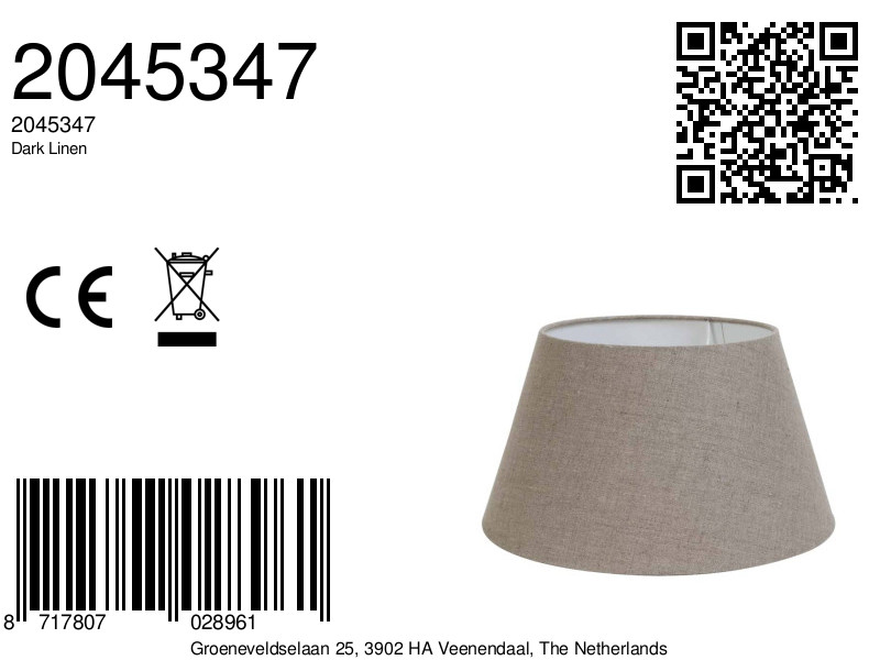 Abat-jour en tissu beige neutre Light & Living Dark Linen – Image 3