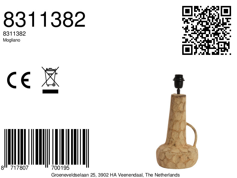 Socle de lampe en céramique rustique Light & Living Mogliano – Image 9