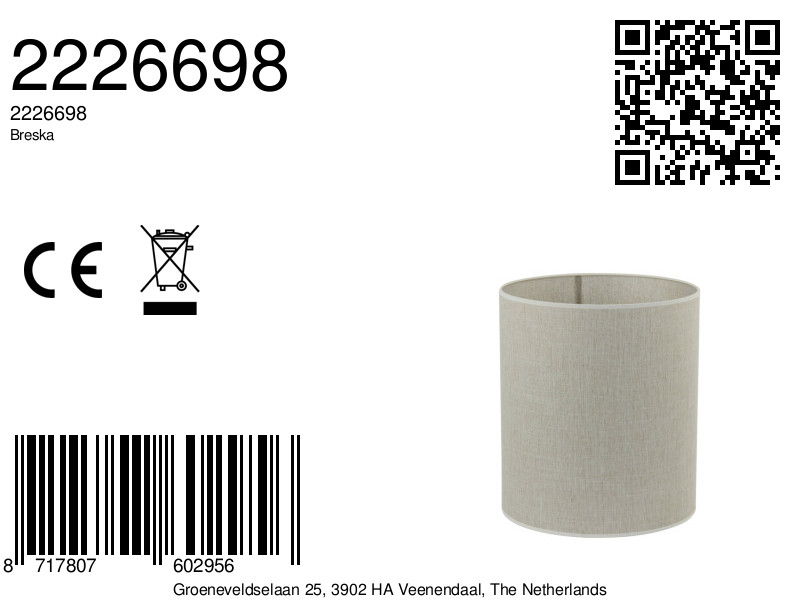 Abat-jour cylindrique en tissu beige Light & Living Breska – Image 10