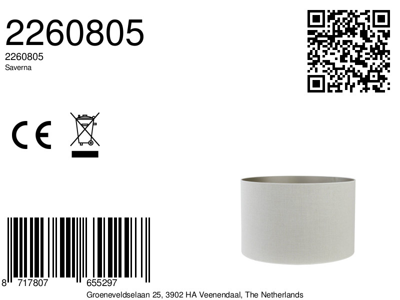 Abat-jour en tissu gris clair Light & Living Saverna – Image 8