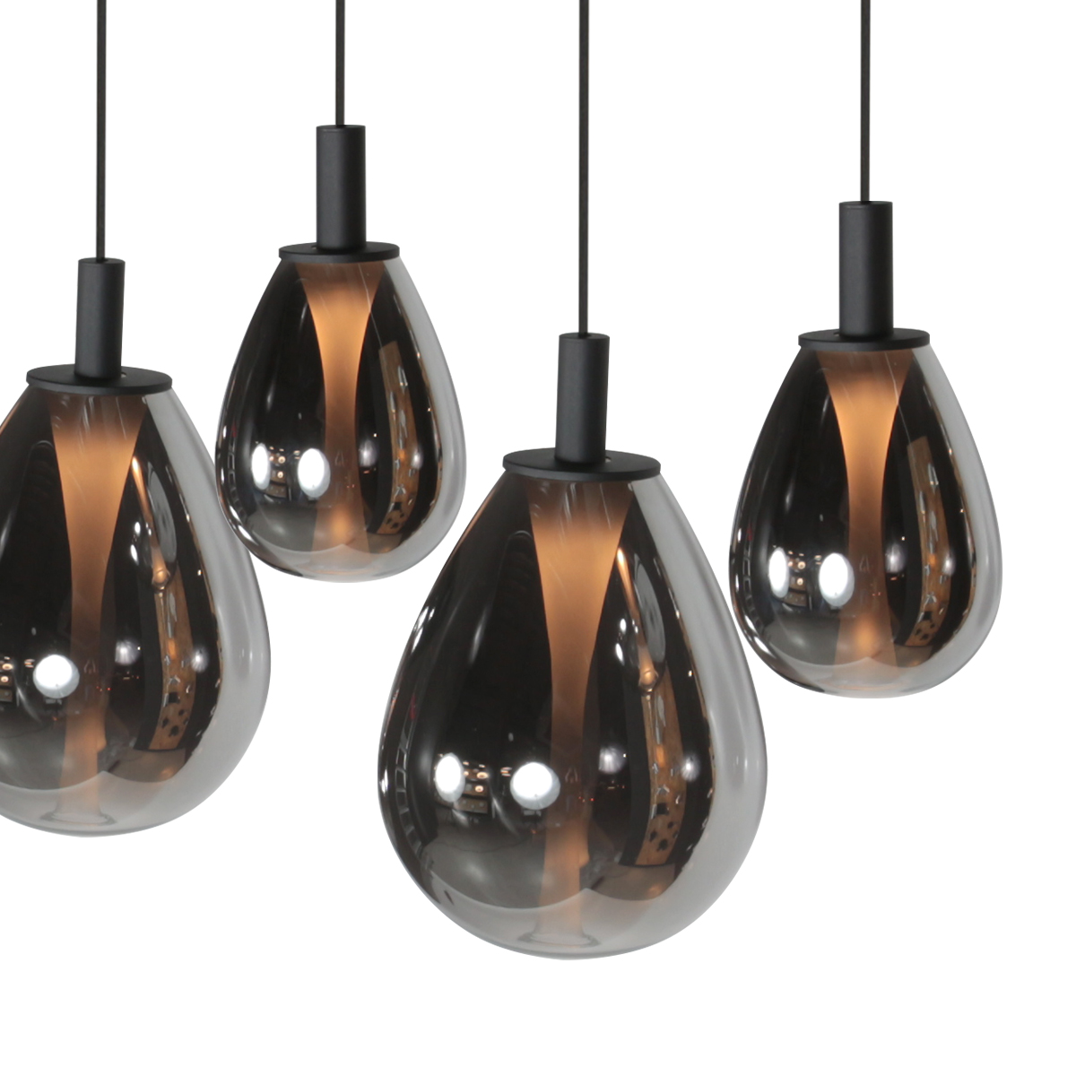 Suspension design noire avec 5 abat-jour en verre fumé Steinhauer Glimsy – Image 6