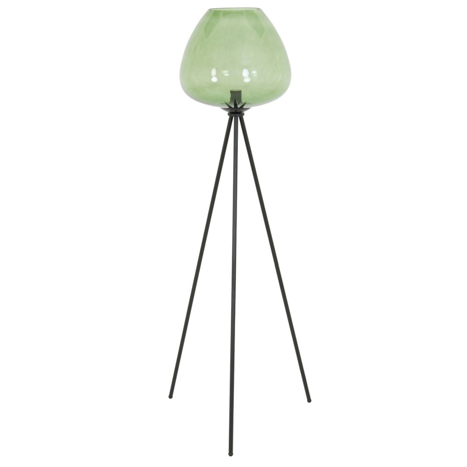 Lampadaire trépied noir avec verre vert Light & Living Mayson