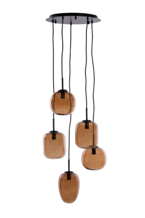 Alternative view of Suspension cluster avec boules en verre brun Light & Living Mezza