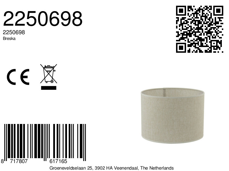 Abat-jour en tissu beige en forme de cylindre Light & Living Breska – Image 9