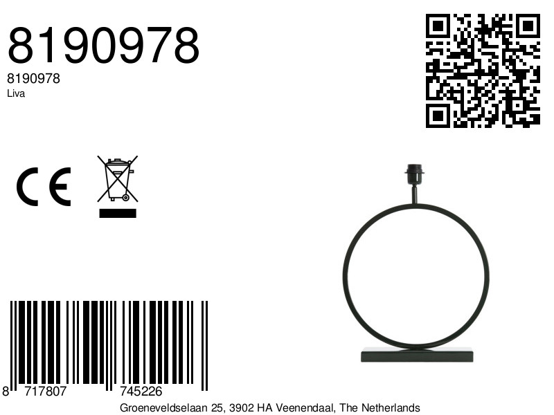 Piedestal de lampe en cadre rond vert Light & Living Liva – Image 8